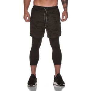 ASRV Train Lite 2-in-1 Legging Shorts in Muted Camo